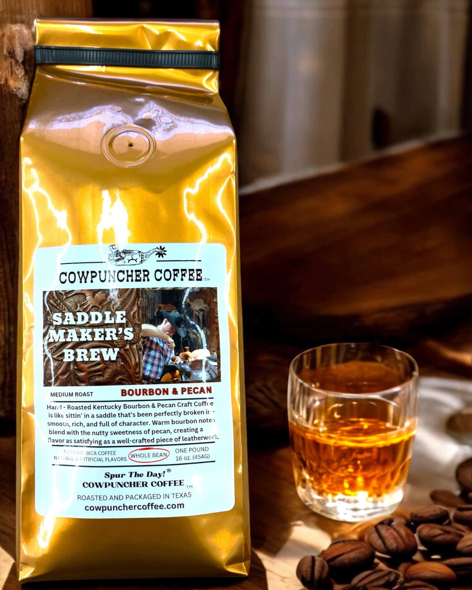 SADDLE MAKER’S BREW™ Bourbon & Pecan, Medium Roast, Whole Bean