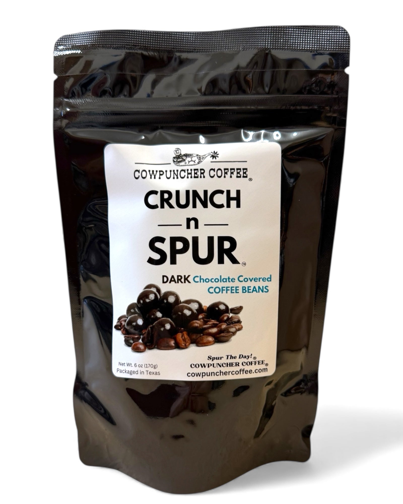 CRUNCH-N-SPUR™
DARK CHOCOLATE COVERED COFFEE BEANS