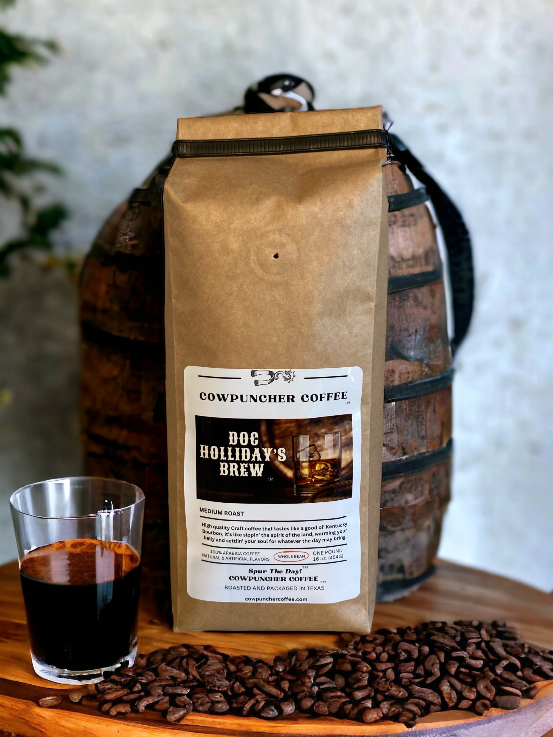 DOC HOLLIDAY'S BREW Kentucky Bourbon Medium Roast, Whole Bean Cowpuncher