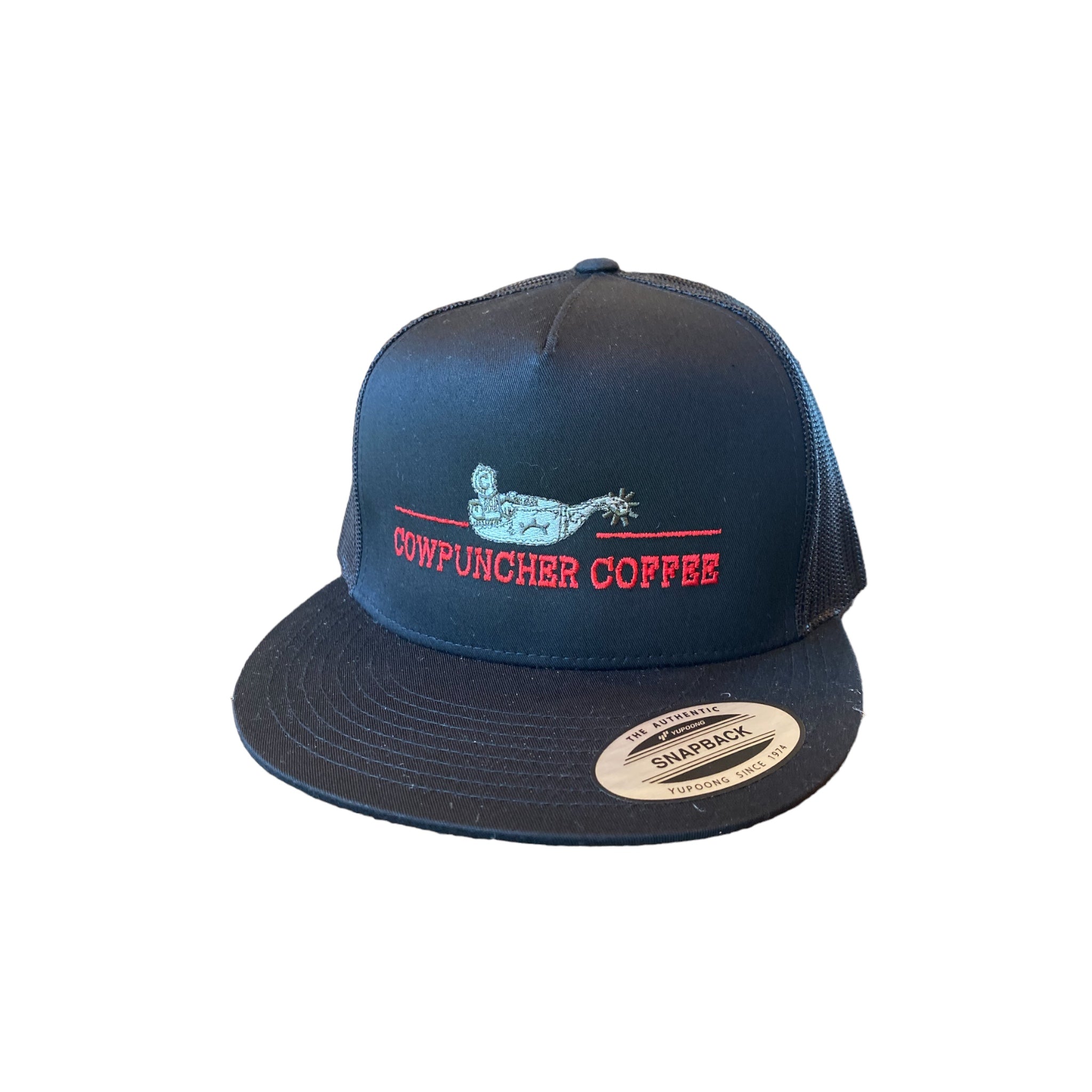 Cowpuncher Coffee 5-panel Flatbill, Black Cap