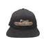 Cowpuncher Coffee Premium Trucker Flatbill, Black with Brushed Stainless Steel Cap