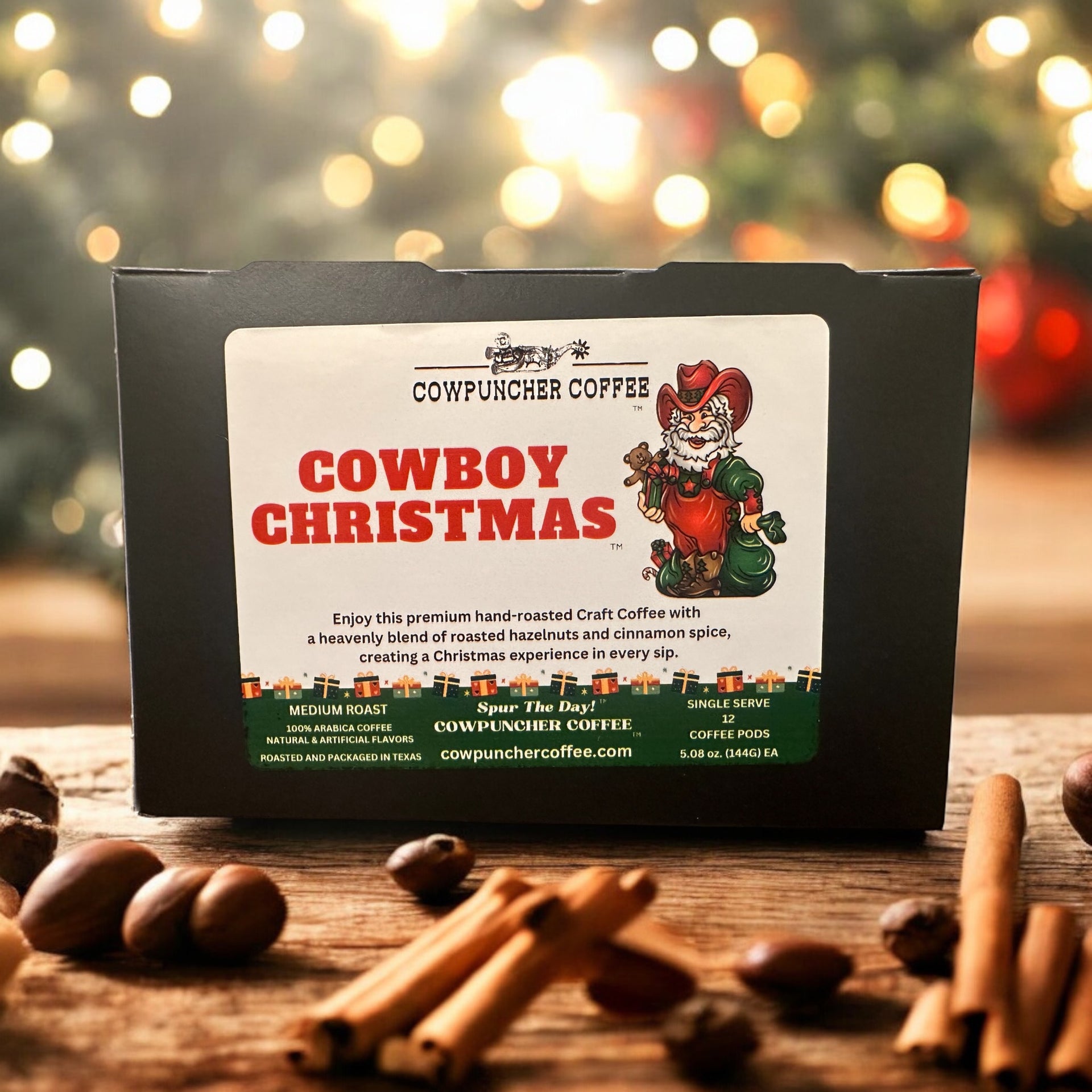 12 Count K-Kups , COWBOY CHRISTMAS Hazelnut & Cinnamon Spice Medium Roast